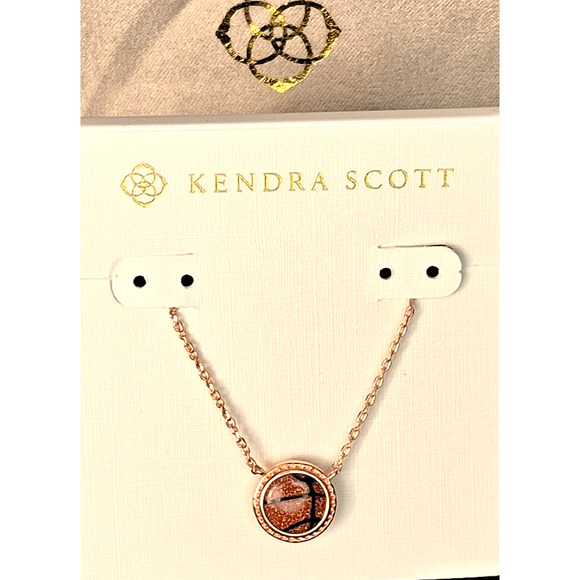 Kendra Scott Basketball Rose Gold Pendant Necklace in Orange Dust Pouch New - Picture 1 of 8